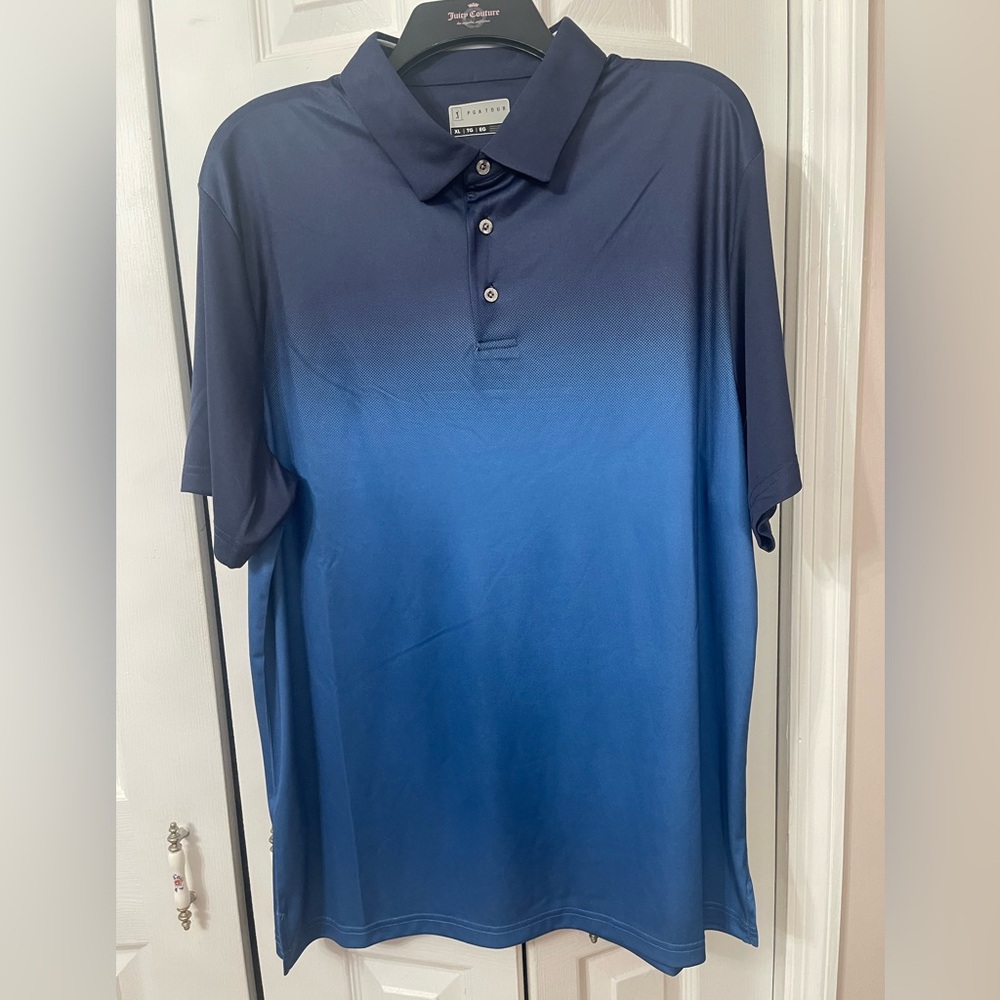 PGA Tour Golf Shirt Performance Polo Shirt Size XL/XG In Blue & Navy Blue